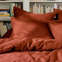 Housse De Couette|EMINZA Housse de couette percale de coton (140 x 200 cm) Cali Terracotta