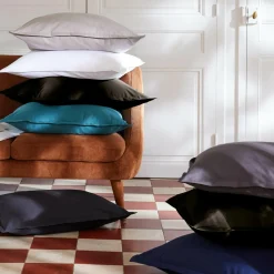 Housse De Couette|EMINZA Housse de couette percale de coton (200 x 200 cm) Cali e Noir