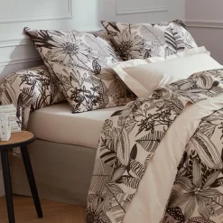 Housse De Couette|TRADILINGE Housse de couette percale de coton (280 x 240 cm) Alba e Noir