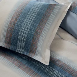 Housse De Couette|TRADI LINGE Housse de couette percale de coton (260 x 240 cm) Esteban e Bleu