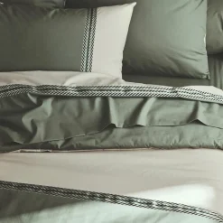 Housse De Couette|TRADILINGE Housse de couette percale de coton (300 x 240 cm) Noa Vert kaki