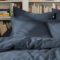 Housse De Couette|EMINZA Housse de couette percale de coton (260 x 240 cm) Cali Bleu marine