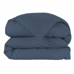Housse De Couette|EMINZA Housse de couette percale de coton (260 x 240 cm) Cali Bleu marine