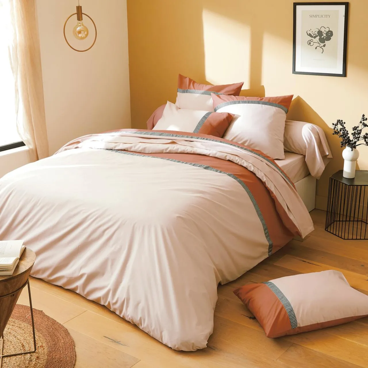 Housse De Couette|TRADILINGE Housse de couette percale de coton (300 x 240 cm) Macassar Cognac