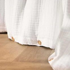 Housse De Couette|EMINZA Housse de couette quadruple gaze de coton (240 x 220 cm) Victoria x Gaïa chantilly Blanc