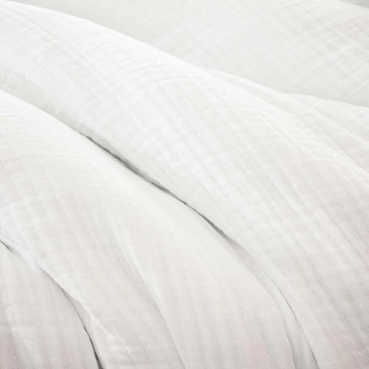 Housse De Couette|EMINZA Housse de couette quadruple gaze de coton (280 x 240 cm) Victoria x Gaïa chantilly Blanc