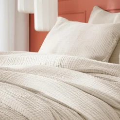 Housse De Couette|EMINZA Housse de couette quadruple gaze de coton (240 x 220 cm) Victoria x Gaïa pampa Beige