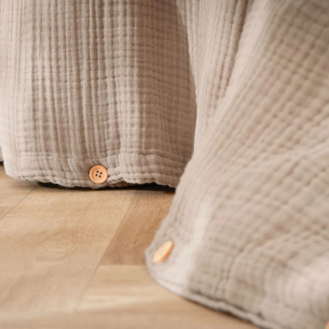 Housse De Couette|EMINZA Housse de couette quadruple gaze de coton (280 x 240 cm) Victoria x Gaïa Ficelle