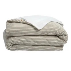 Housse De Couette|EMINZA Housse de couette réversible coton texturé et percale (140 x 200 cm) Alice Ecru