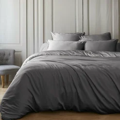 Housse De Couette|EMINZA Housse de couette satin de bambou (280 x 240 cm) Sienna granit Gris