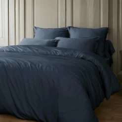 Housse De Couette|EMINZA Housse de couette satin de bambou (200 x 200 cm) Sienna Bleu nuit