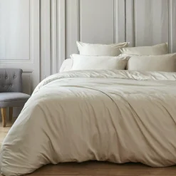 Housse De Couette|EMINZA Housse de couette satin de bambou (260 x 240 cm) Sienna Beige