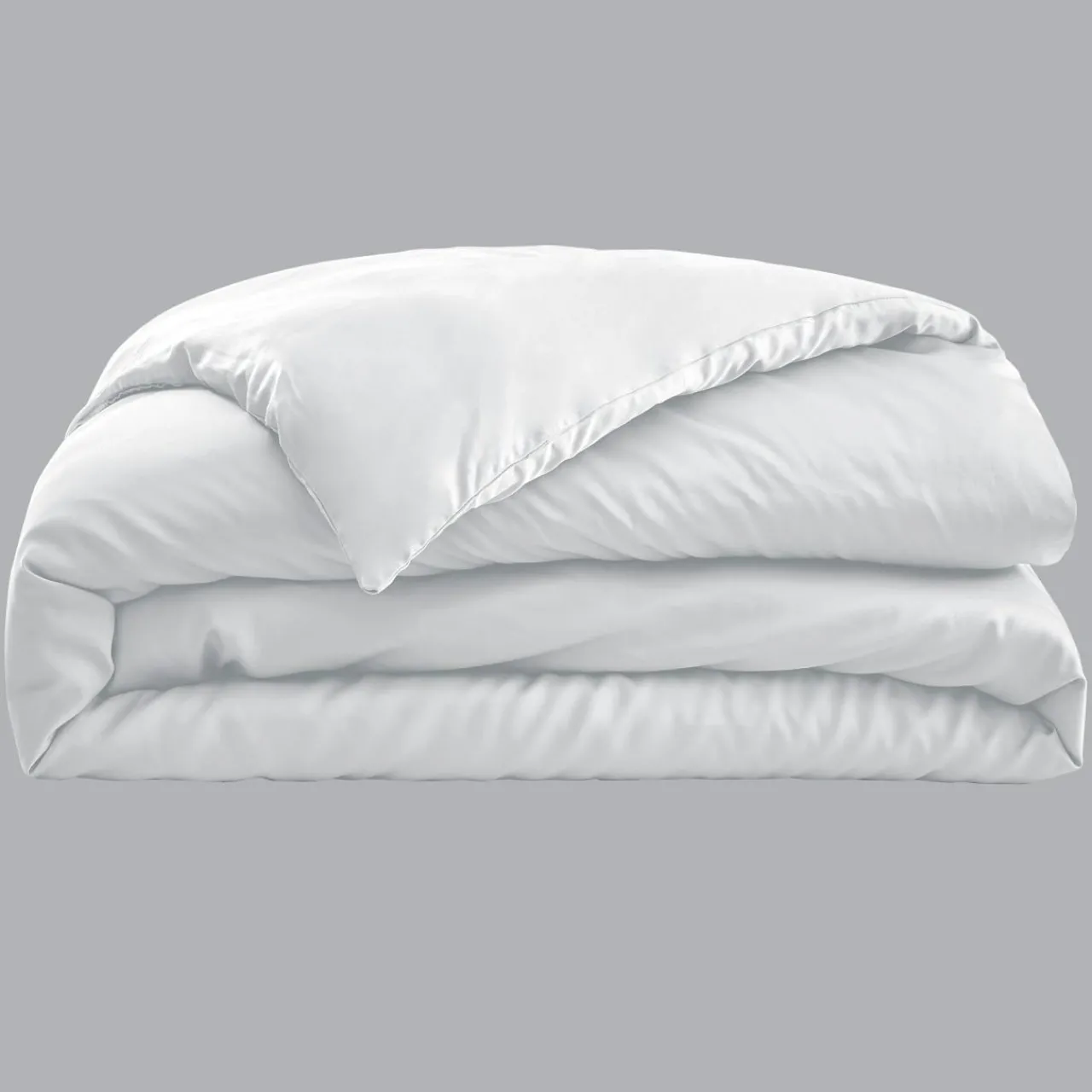 Housse De Couette|EMINZA Housse de couette satin de bambou (140 x 200 cm) Sienna chantilly Blanc