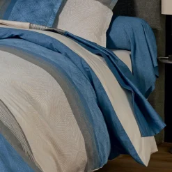Housse De Couette|TRADI LINGE Housse de couette satin de coton (240 x 220 cm) Tiago e Bleu