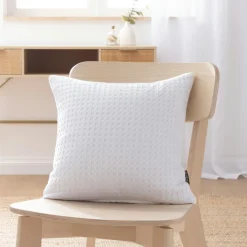 Coussin Et Housse|EMINZA Housse de coussin carrée coton nid d'abeille (40 x 40 cm) Maya he Blanc