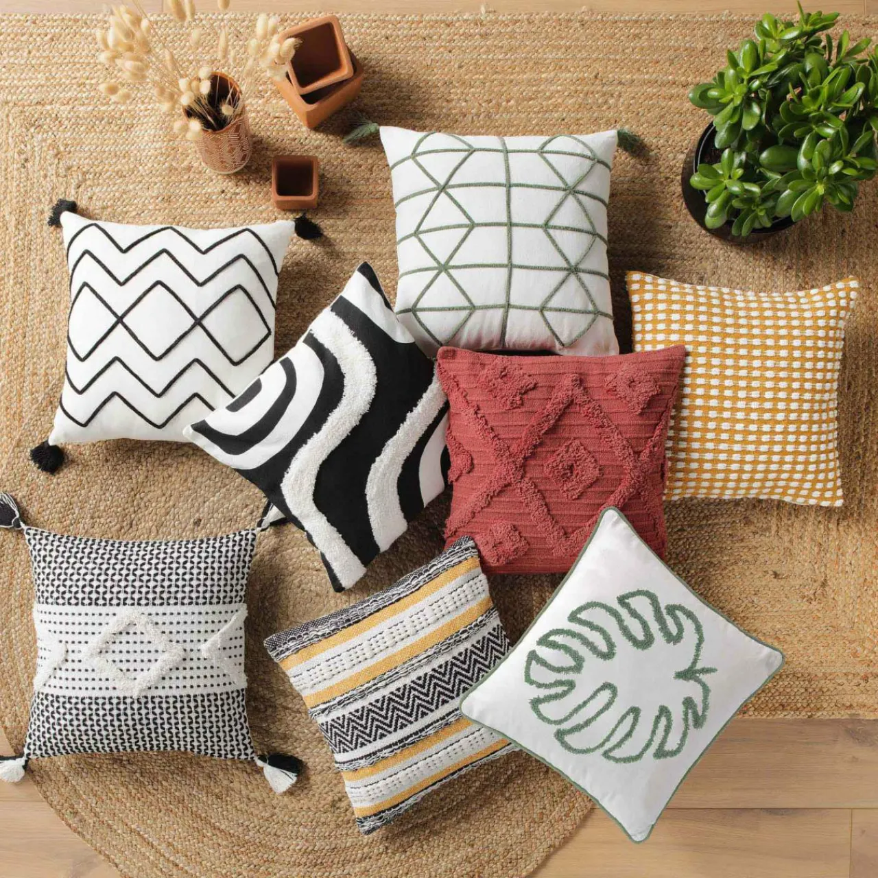 Coussin Et Housse|DOUCEUR D'INTERIEUR Housse de coussin carrée coton (40 x 40 cm) Elna Jaune ocre