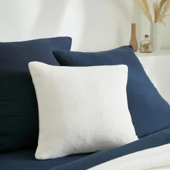 Coussin Et Housse|EMINZA Housse de coussin carrée flanelle (45 x 45 cm) Didou Ivoire
