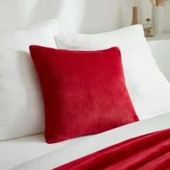 Coussin Et Housse|EMINZA Housse de coussin carrée flanelle (45 x 45 cm) Didou Rouge