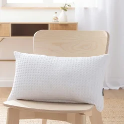 Coussin Et Housse|EMINZA Housse de coussin rectangulaire coton nid d'abeille (30 x 50 cm) Maya he Blanc