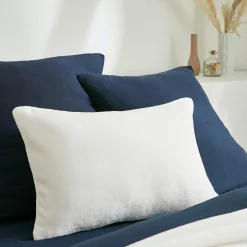 Coussin Et Housse|EMINZA Housse de coussin rectangulaire flanelle (40 x 60 cm) Didou Ivoire