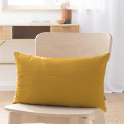 Coussin Et Housse|EMINZA Housse de coussin rectangulaire coton tissé (30 x 50 cm) Léa Jaune safran