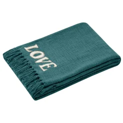 Plaid Et Jeté|STOF Jeté de canapé coton (125 x 150 cm) Happy Bleu orage