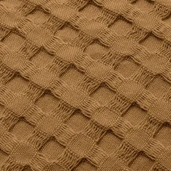 Plaid Et Jeté|Couvre-Lit Et Édredon|EMINZA Jeté de lit coton nid d'abeille (130 x 160 cm) Maya Camel