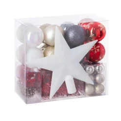 Boule De Noël|Feeric Lights & Christmas Kit de décoration de sapin de Noël Aspen Rouge / Gris