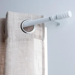 Tringle Voilage Et Support|LUANCE Kit de tringle extensible (135 à 225 cm) Cylindre strié Blanc