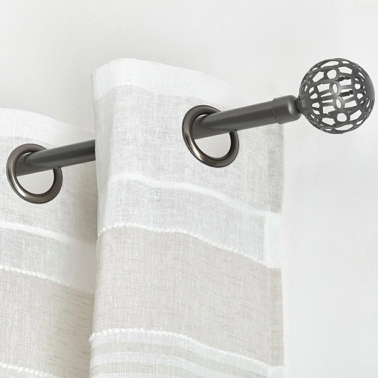 Tringle À Rideau, Barre Et Support|Tringle Plafond|LUANCE Kit de tringle rideau extensible (L120 - L210 cm / D19 mm) Facette béton Gris