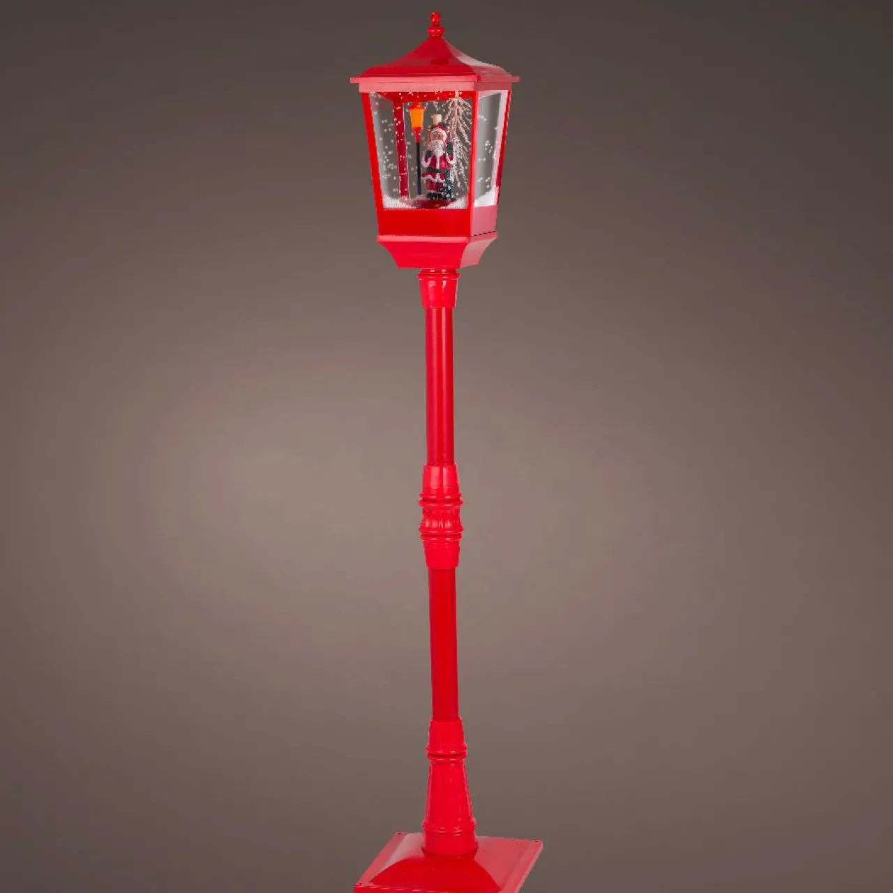 Personnage, Objet Grand Format|Déco Et Objet De Noël|KAEMINGK Lampadaire de Noël illuminé, musical et animé 10 LED (H135 cm) Neige tombante Rouge