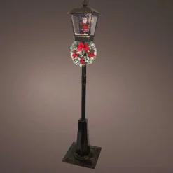 Personnage, Objet Grand Format|Déco Et Objet De Noël|KAEMINGK Lampadaire de Noël illuminé et animé 33 LED (H180 cm) Neige tombante Noir