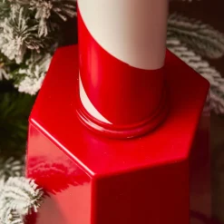 Personnage, Objet Grand Format|Déco Et Objet De Noël|KAEMINGK Lampadaire de Noël illuminé et animé 33 LED (H180 cm) Neige tombante Rouge