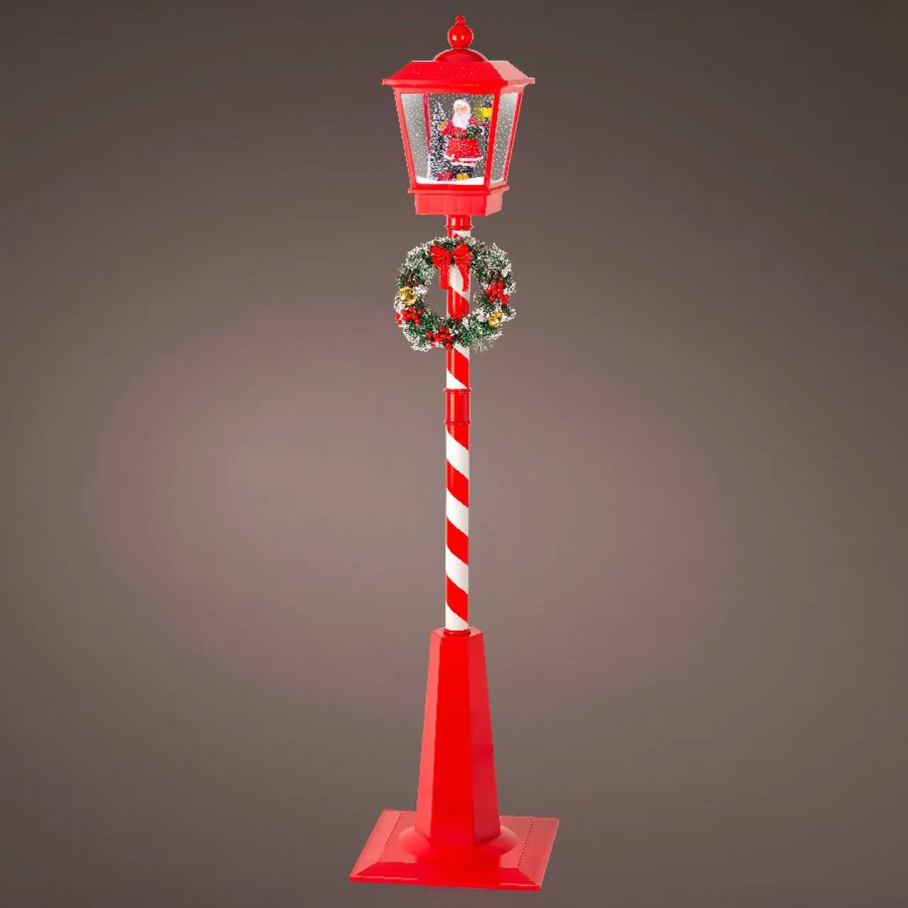 Personnage, Objet Grand Format|Déco Et Objet De Noël|KAEMINGK Lampadaire de Noël illuminé et animé 33 LED (H180 cm) Neige tombante Rouge