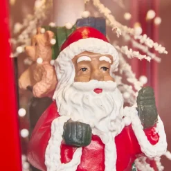 Personnage, Objet Grand Format|Déco Et Objet De Noël|KAEMINGK Lampadaire de Noël illuminé, musical et animé 10 LED (H185 cm) Neige tombante Rouge