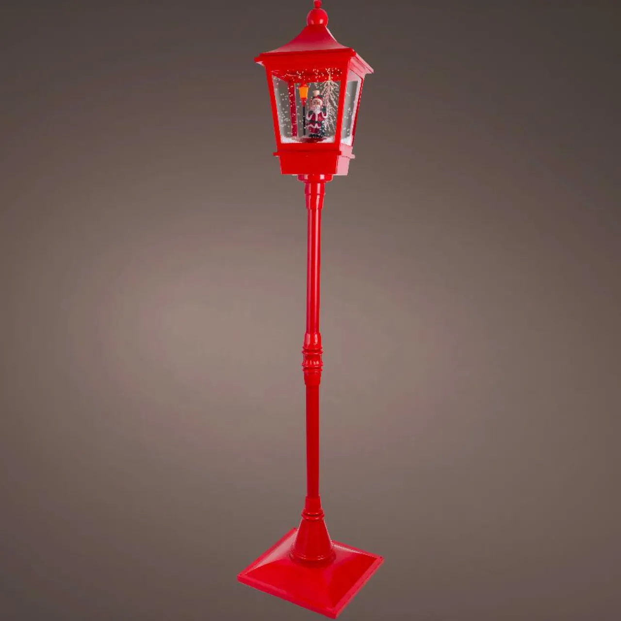 Personnage, Objet Grand Format|Déco Et Objet De Noël|KAEMINGK Lampadaire de Noël illuminé, musical et animé 10 LED (H185 cm) Neige tombante Rouge