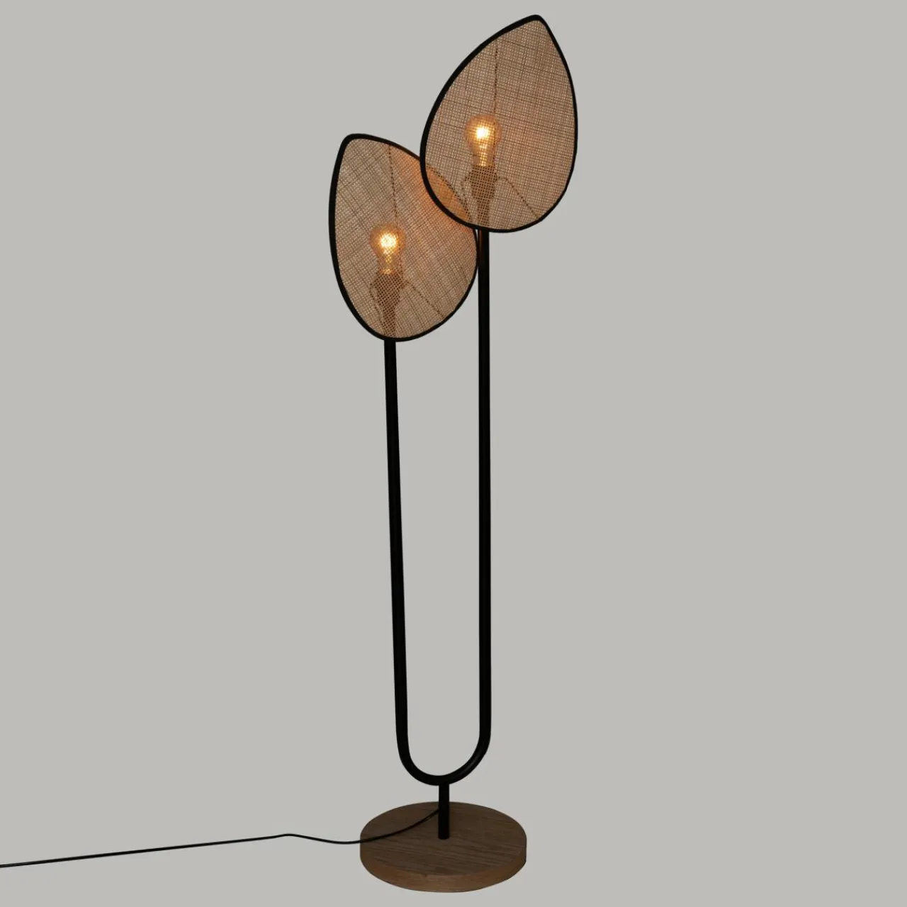 Lampadaire|ATMOSPHERA Lampadaire double en rotin (H143 cm) Olme Beige