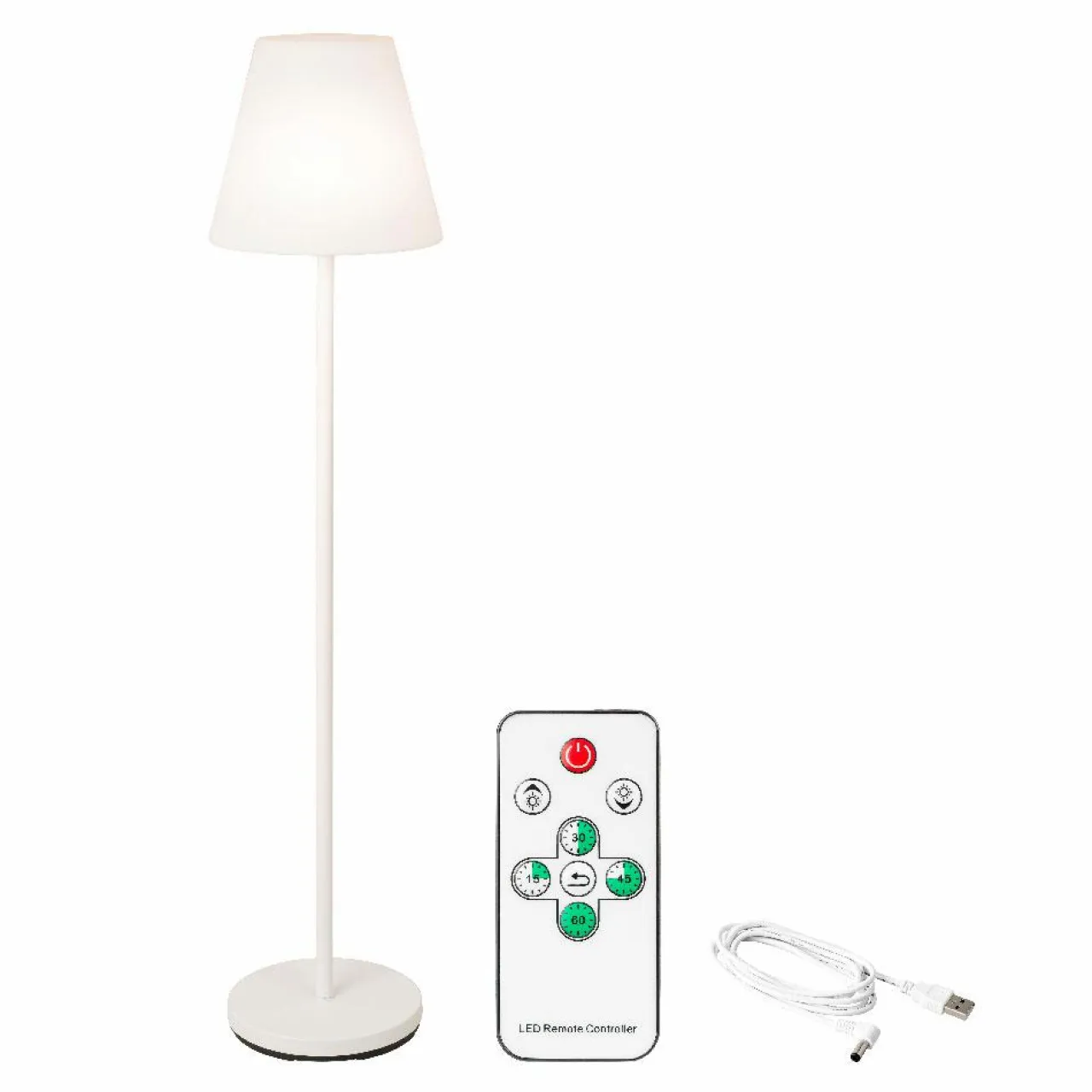 Luminaire Jardin|Eclairage Extérieur|#N/A Lampadaire extérieur sans fil rechargeable USB LED (H150 cm) Brooklyn Blanc