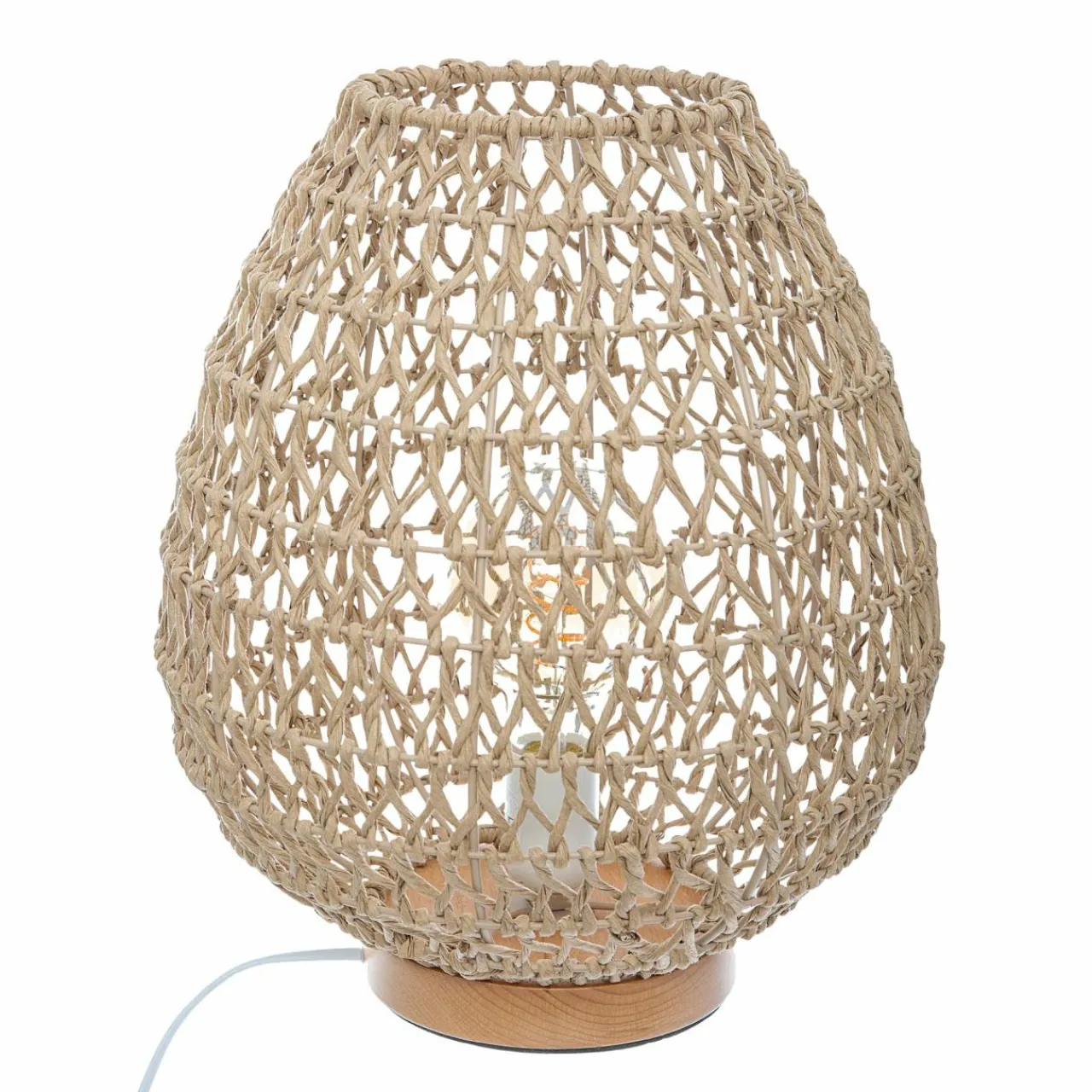 Lampe À Poser|ATMOSPHERA Lampe à poser bois et papier (H35,5 cm) Etel Naturel