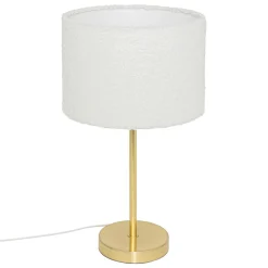 Lampe À Poser|Atmosphera, cru017dateur d'intu017drieur Lampe à poser bouclette et métal (H49 cm) Tina et or Blanc