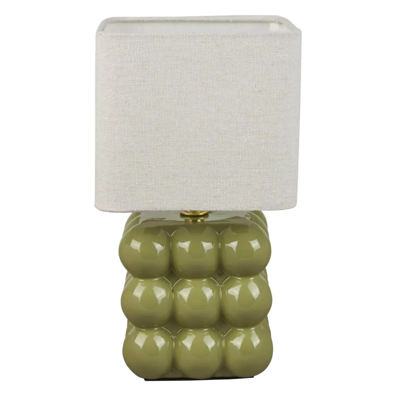 Lampe À Poser|OSTARIA Lampe à poser Carrée en Céramique (H27 cm) Pompon e Vert