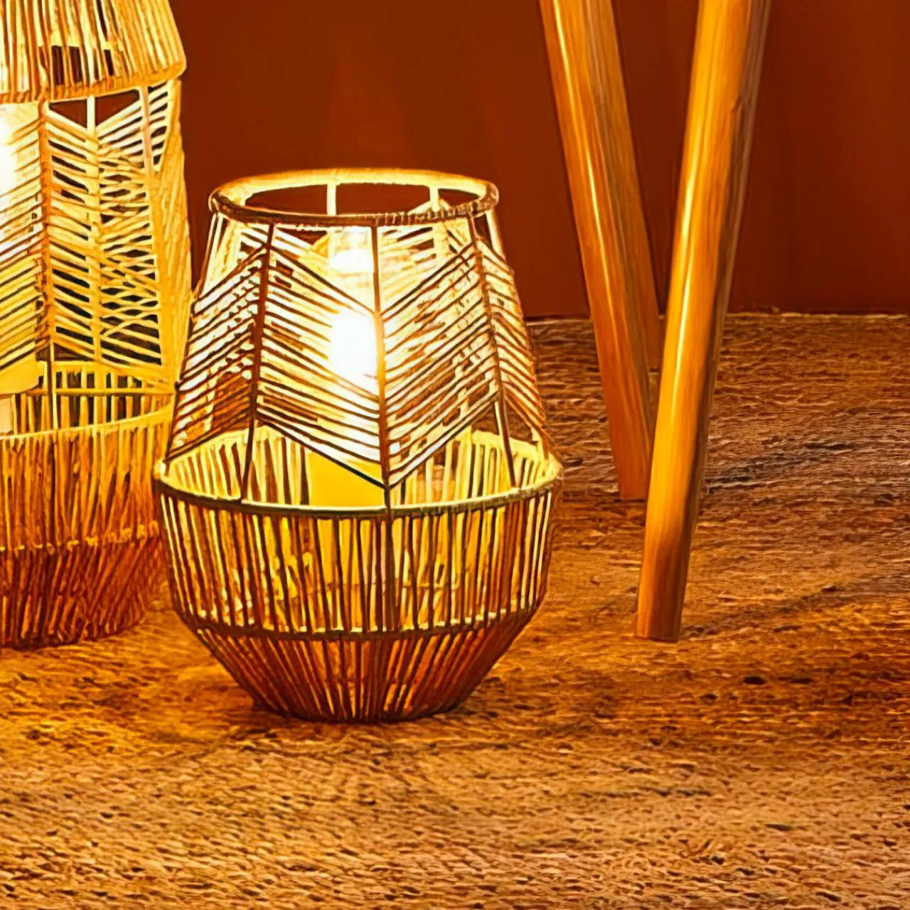 Lampe À Poser|OSTARIA Lampe à poser corde tressée (H26 cm) Ajay Naturel