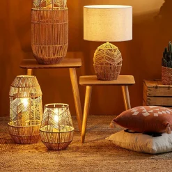 Lampe À Poser|OSTARIA Lampe à poser corde tressée (H26 cm) Ajay Naturel