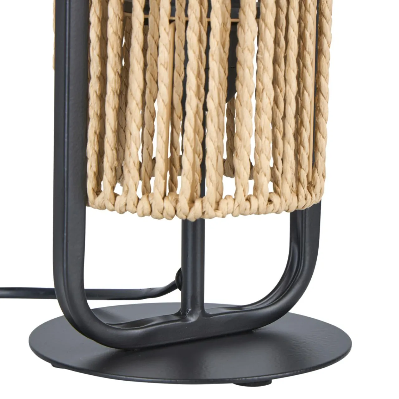Lampe À Poser|OSTARIA Lampe à poser en Corde et Métal (H37 cm) Tanzanie et beige Noir
