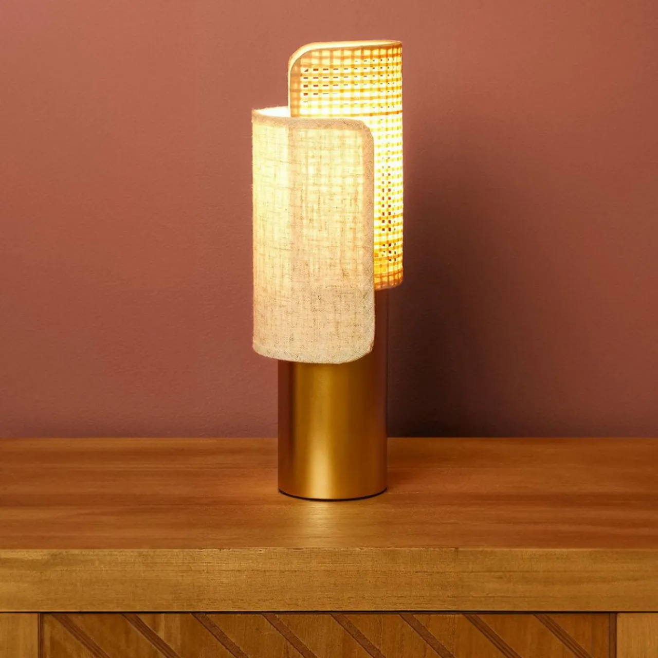 Lampe À Poser|OSTARIA Lampe à poser en métal (H28 cm) Luma et doré Beige