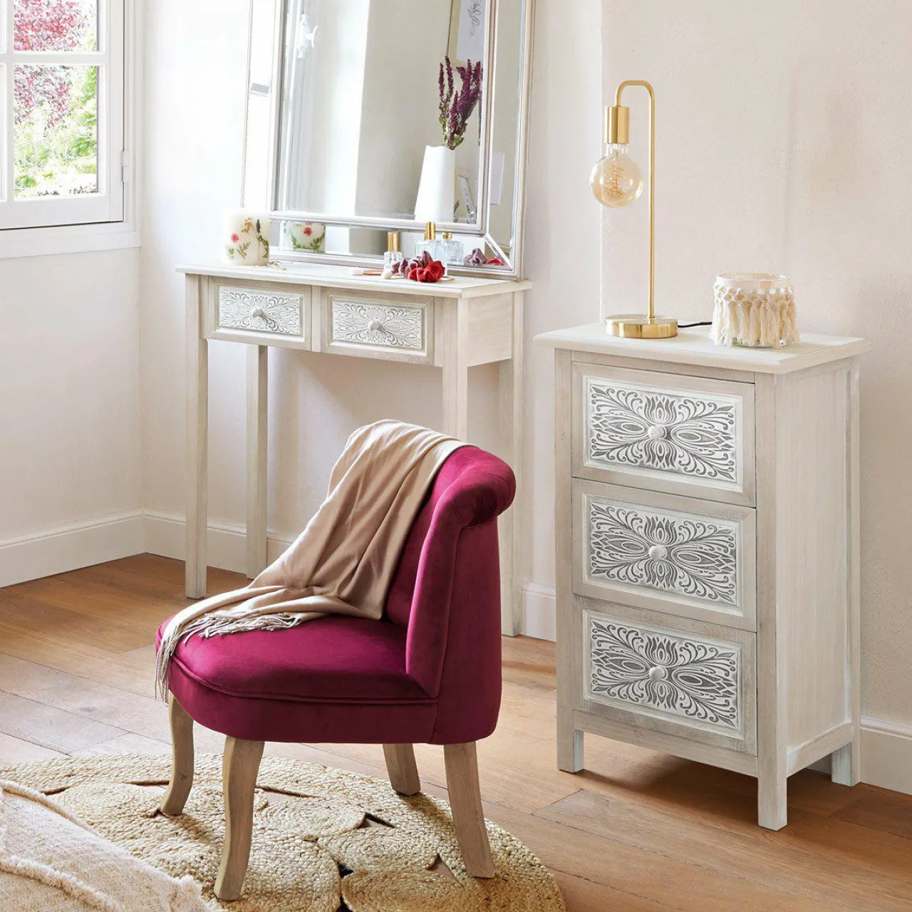 Lampe À Poser|ATMOSPHERA Lampe à poser en métal (H45 cm) Keli Or