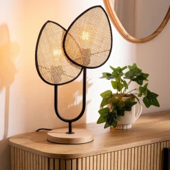 Lampe À Poser|ATMOSPHERA Lampe à poser en rotin (H44 cm) Olme Beige
