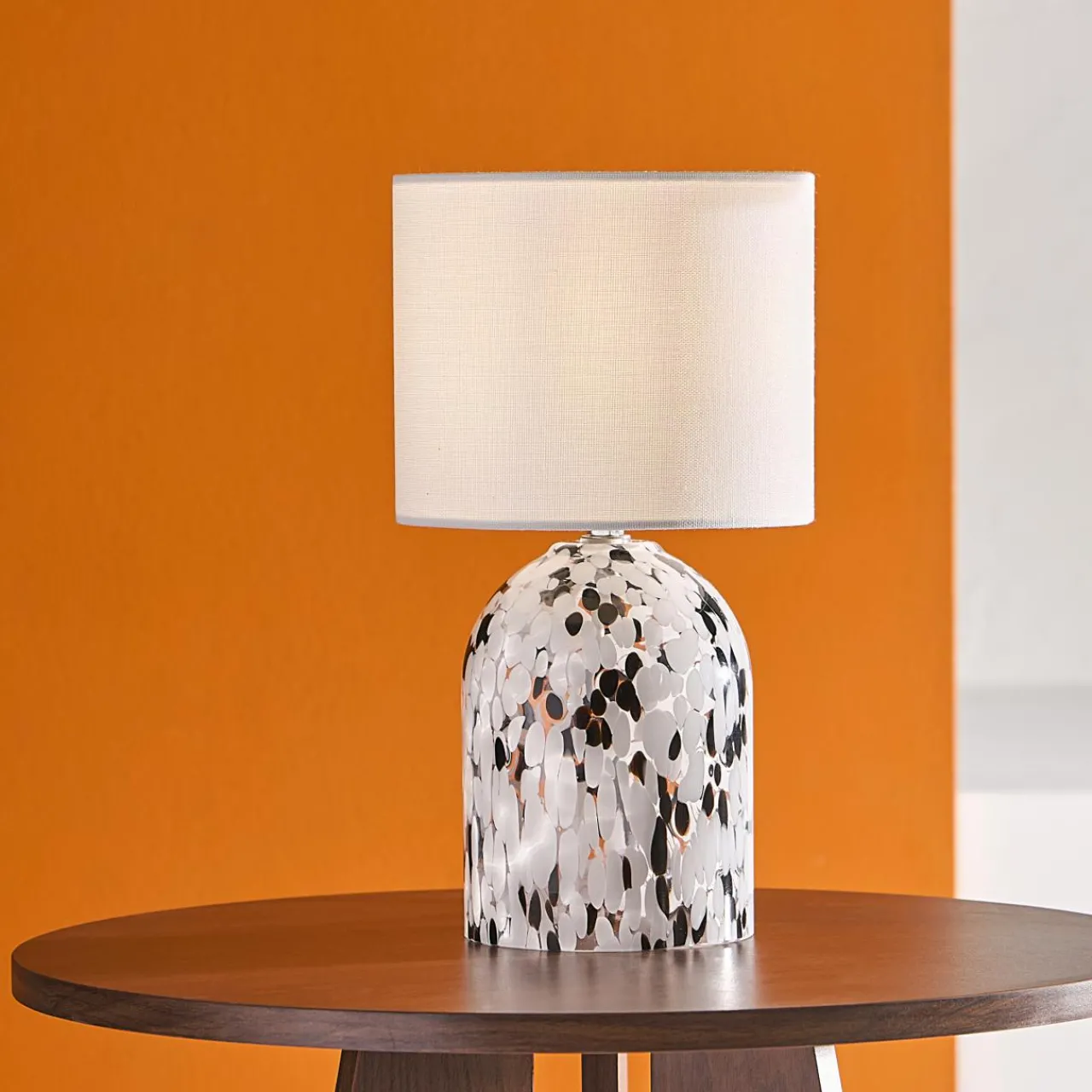 Lampe À Poser|OSTARIA Lampe à poser en Verre et Lin (H31 cm) Pepper e Noir