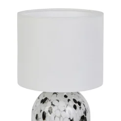 Lampe À Poser|OSTARIA Lampe à poser en Verre et Lin (H31 cm) Pepper e Noir