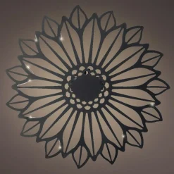 Luminaire Jardin|Eclairage Extérieur|KAEMINGK Lampe murale solaire en métal (D37 cm) Tournesol et blanc chaud Noir